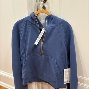Lulu Lemon NWT Size M/L Blue Half-Zip Hooded Pullover Sweatshirt